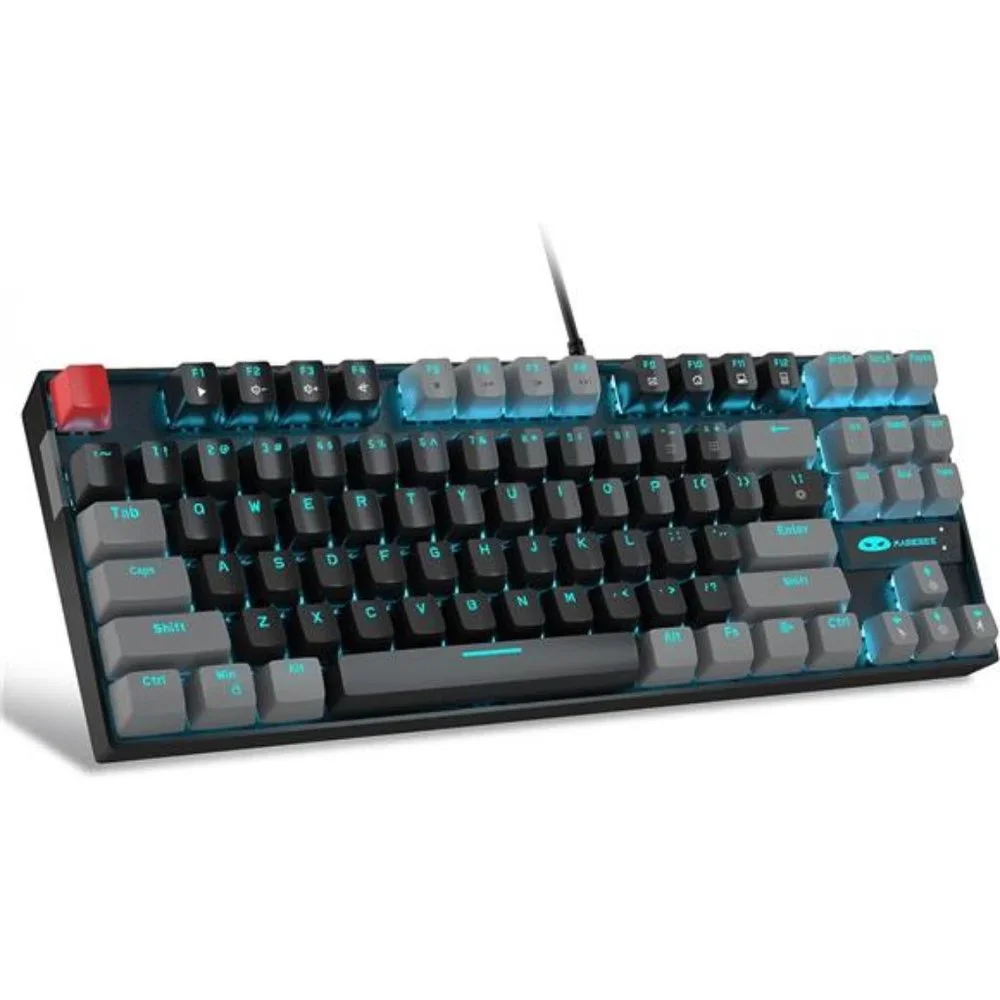 75% Mechanical Gaming Keyboard with Red Switch,LED Blue Backlit Keyboard,87 Keys